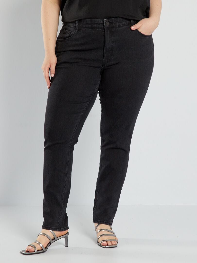 Calça jeans slim de cintura alta - L32 - PRETA