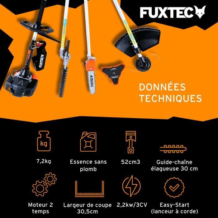 Desbrozadora multifuncional de gasolina 4 en 1 - FUXTEC FX-MT152 - 52 cc, 3 CV