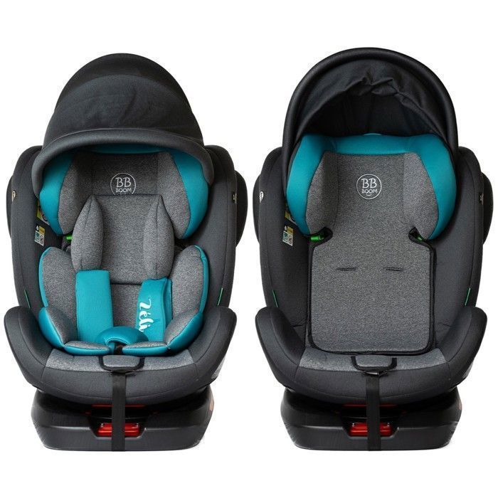 ZELI Siège-auto évolutif i-Size pivotant 360° enfants de 40 à 150 cm 0-36 kg Isofix Top Tether Vert avec canopy