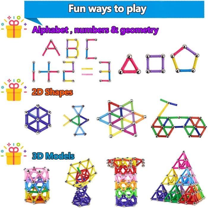 Construction Magnetique Enfant - BLEOSAN - 144 pcs - STEM Jouet - Jeux Educatif de Construction