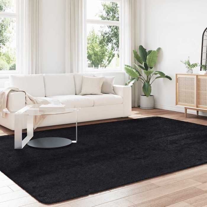 vidaXL Shaggy Rug, Long Pile, Black, 240x340 cm, Polyester, Rug, Bedroom Rug, Modern Rug, Living Room Rug, Rug 4102854