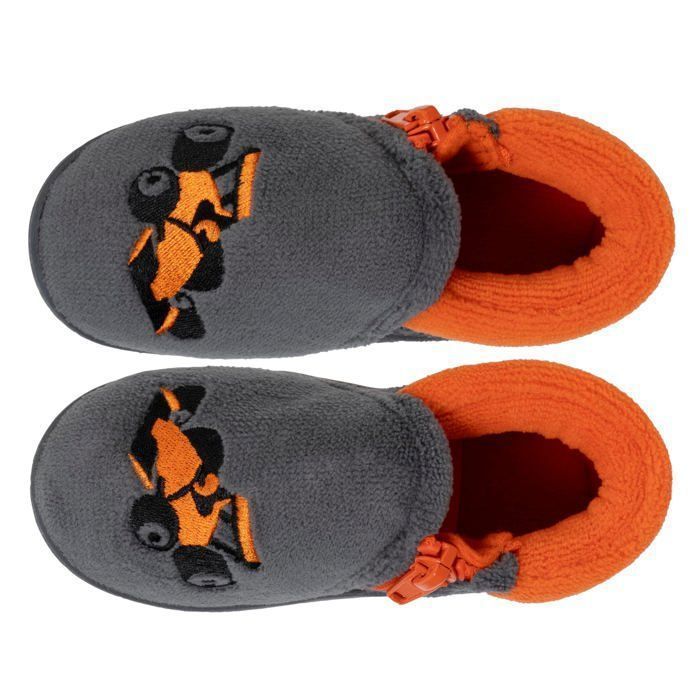 Pantuflas Isotoner con cremallera, fáciles de poner, buen soporte para el pie, suela antideslizante, color gris para bebé niño.