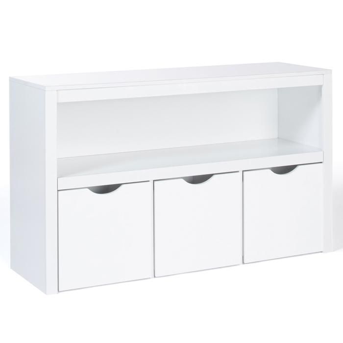 IDMARKET Meuble de rangement enfant MANA en bois blanc 3 tiroirs cubes sur roulettes
