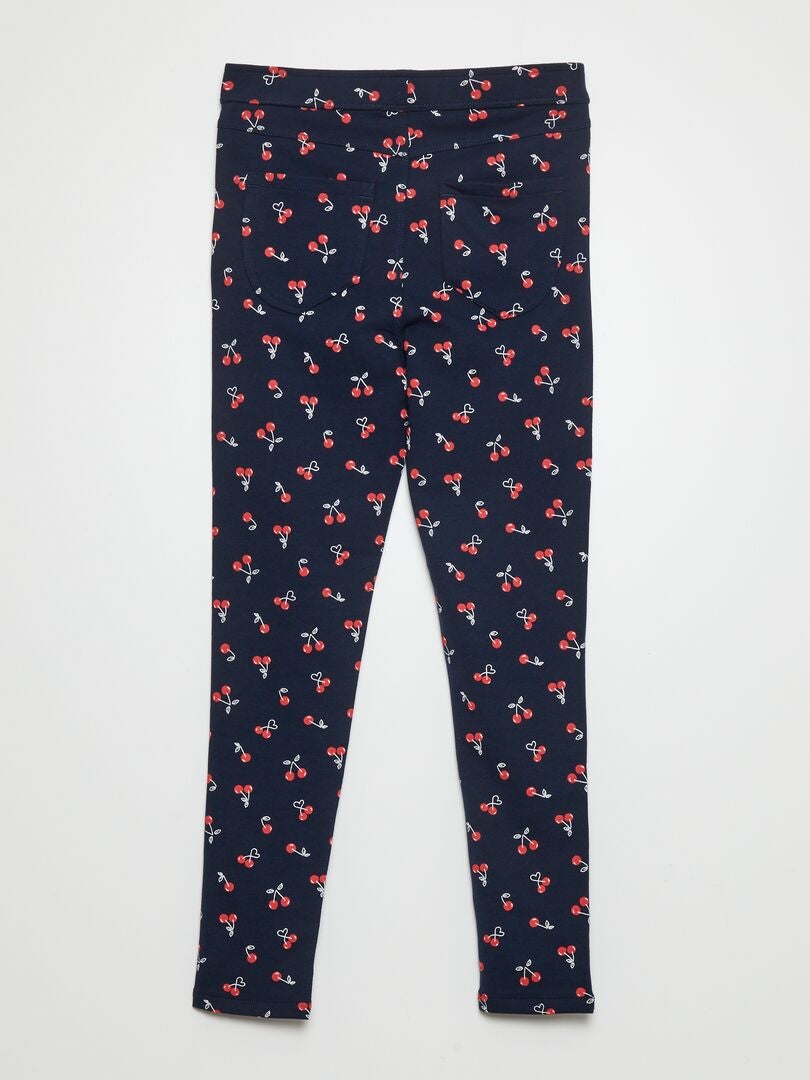 Bedrukte gebreide jeggings - BLAUW