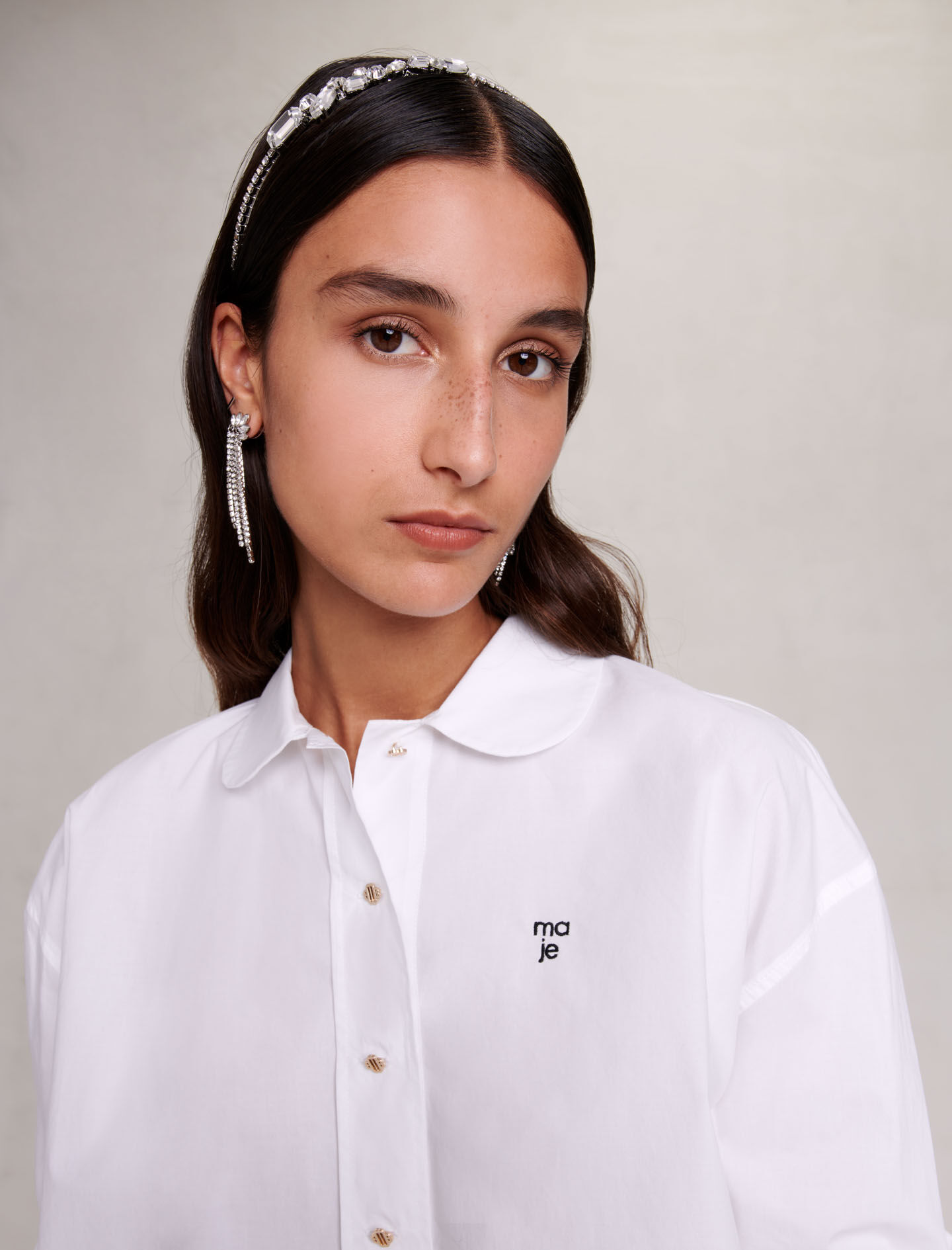 Kort katoenen shirt - Wit