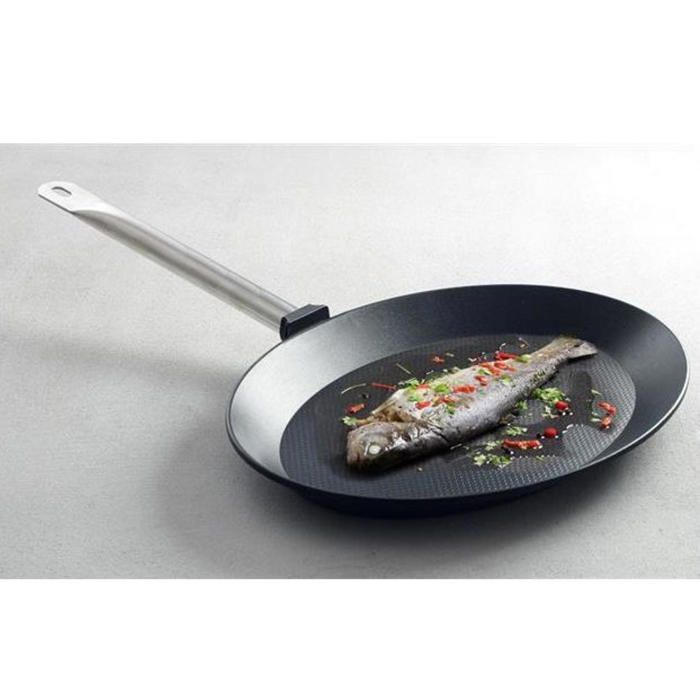 Poissonnière ovale HENDI Titanium Professional 400x275x35 mm – fonte d'aluminium, revêtement antiadhésif