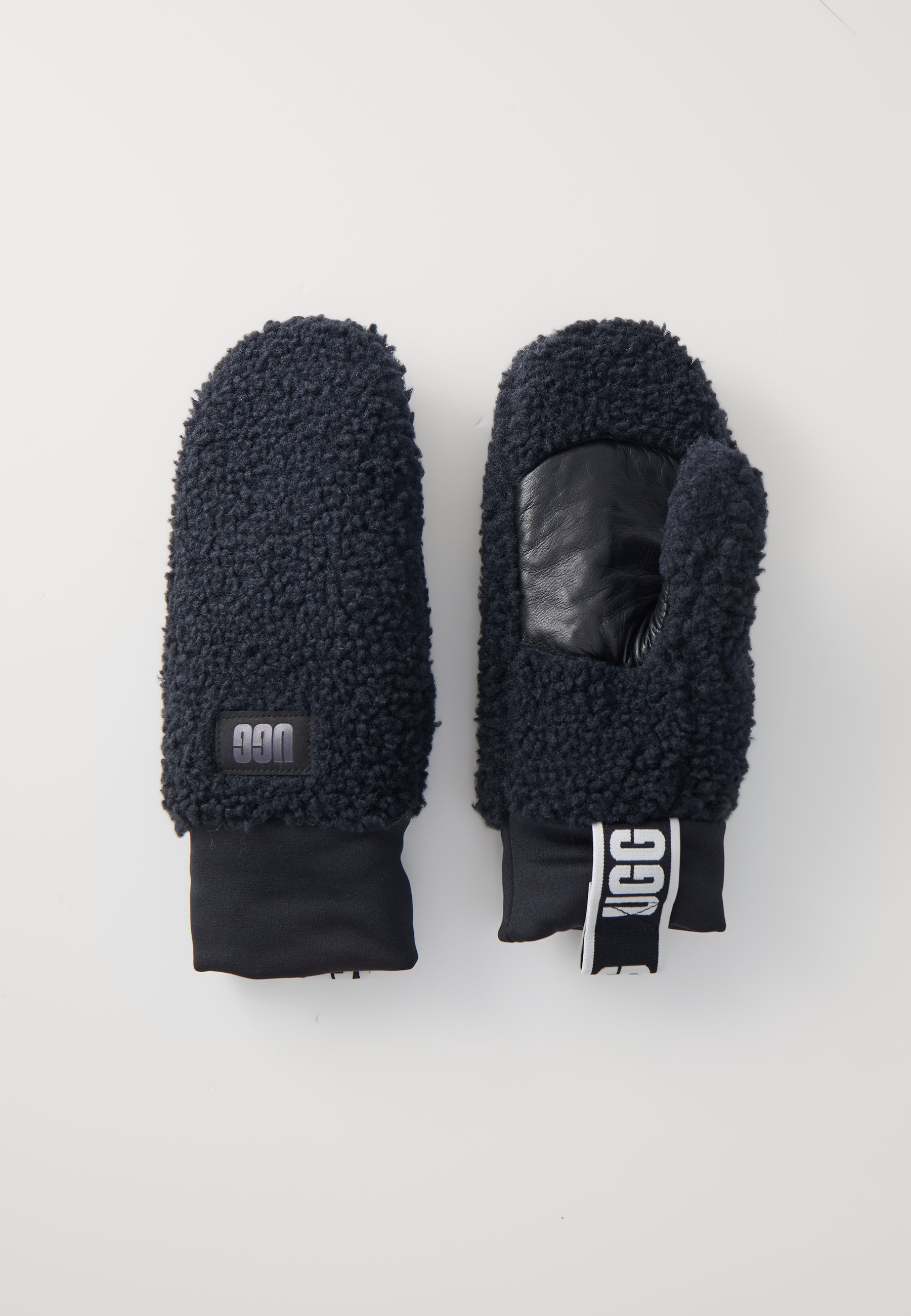 Rękawiczki UGG FLUFF z taśmą z logo - Rękawiczki - czarne