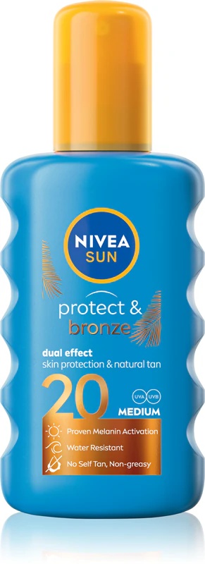NIVEA SUN Protect & Bronze intensīvais saules aizsargsprejs ar SPF 20