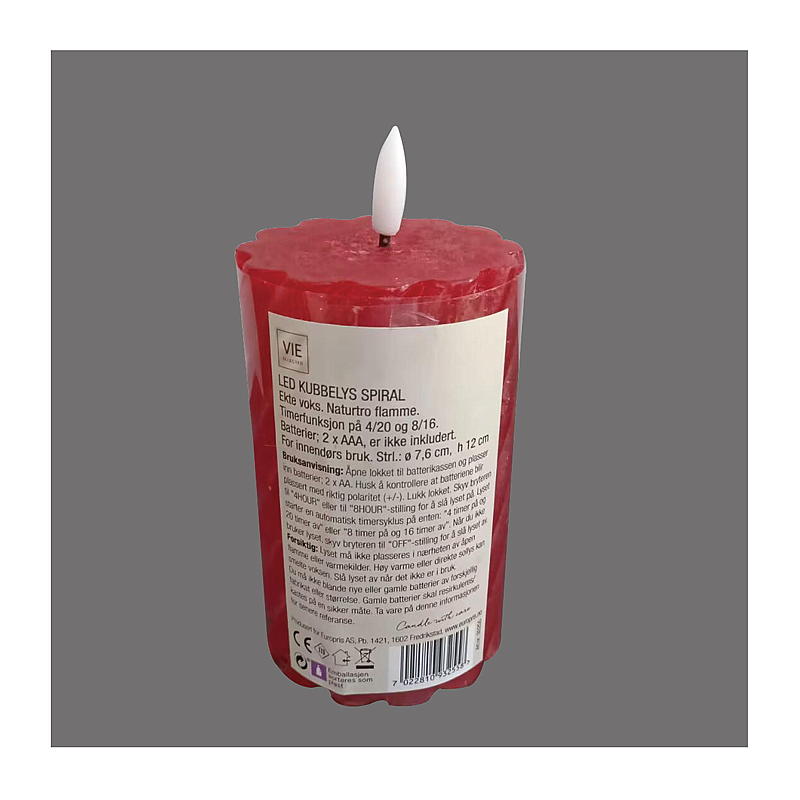 Vie Selected Kubuslamp 12 cm ø 7,6 cm LED timer spiraal rood