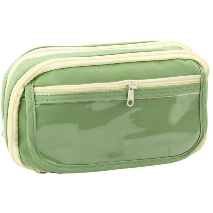 Trousse de rangement Lean Trousse d'école à deux compartiments avec poches, spacieuse, verte, 22 cm