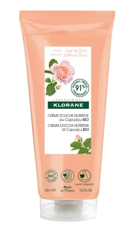 Creme de Banho Relaxante Leite de Rosas KLORANE 200 ml para pele seca e muito seca
