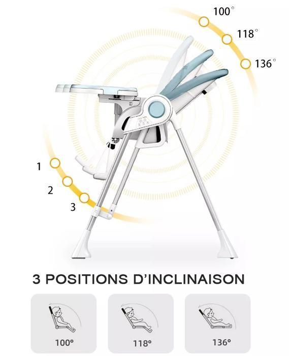 SPLITY 3 in 1: seggiolone, altalena, sdraietta. Tutte le opzioni. Grigio