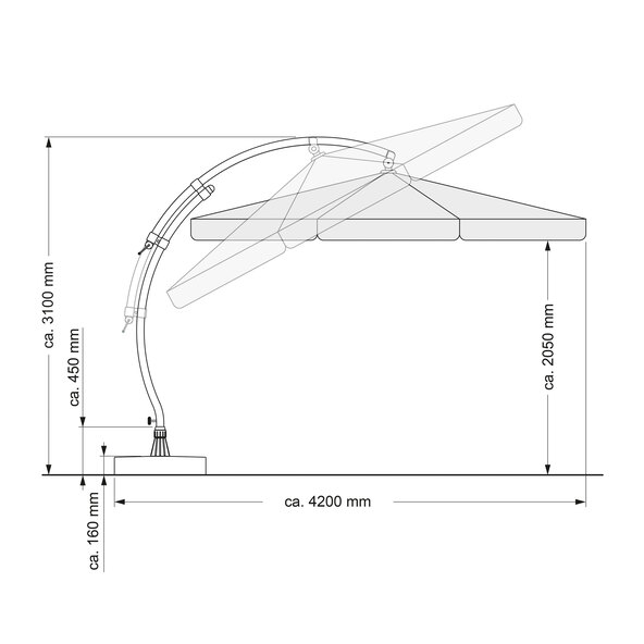 Easy Sun zweefparasol, inclusief voet, grijs
