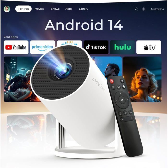 Draagbare videoprojector - ZOKKO - OptiBarrel 500 - Native resolutie 720p - Ondersteunt 1080p/4K - Wi-Fi 6 - Bluetooth 5.4