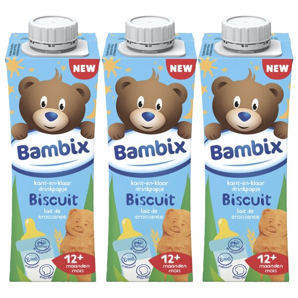 Bambix 12+M keksz, használatra kész ivózabkása<br>3 x 250ml