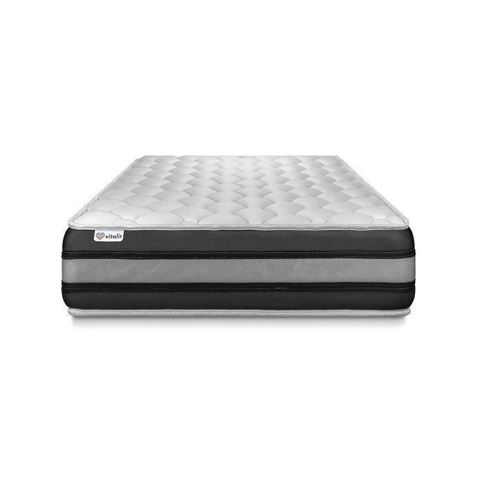 Colchón y base de cama de 90x190 cm - Base de cama negra (premontada) - Vitalspring Zen Black