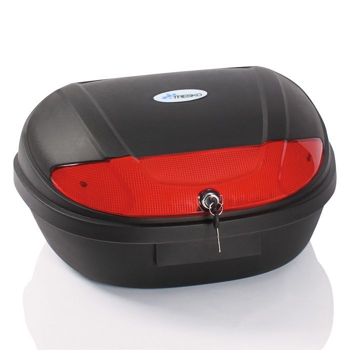 Maleta trasera para motocicleta TRESKO® XXL de 48 litros: capacidad para 2 cascos, montaje rápido, resistente a salpicaduras, para motocicletas, scooters, ciclomotores y quads.