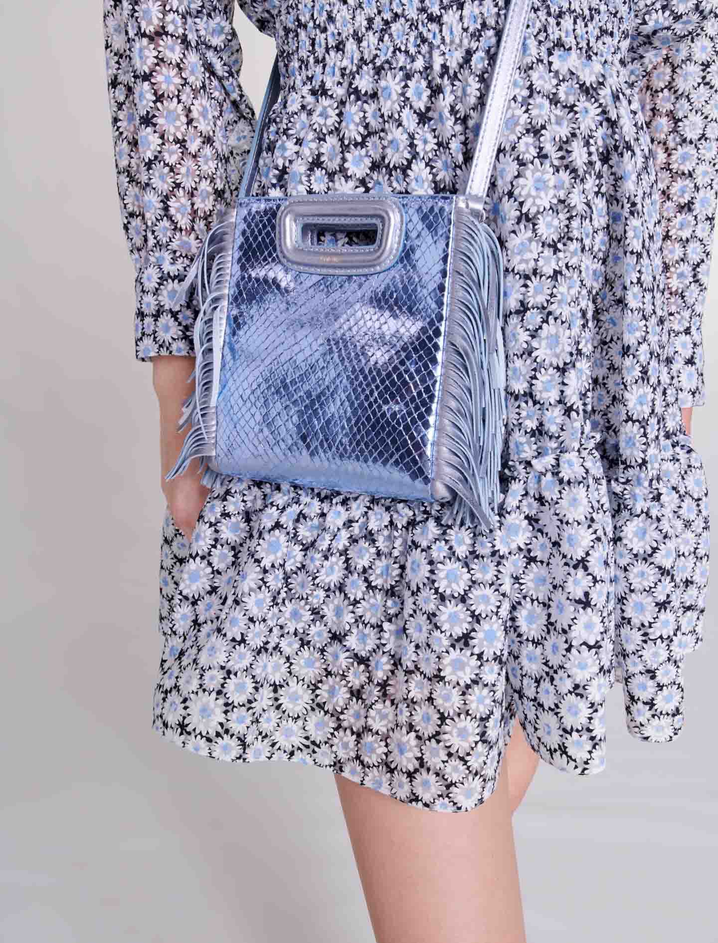 Metallinen Python Mini Bag M - Vaaleansininen