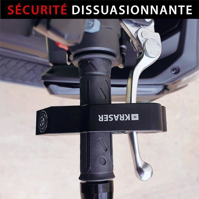 Lucchetto per manubrio moto - STAMPATO - KR720B - Lucchetto per leva freno - Sistema a scatto - Alluminio - 13,9x5,8x2,6 cm - Nero