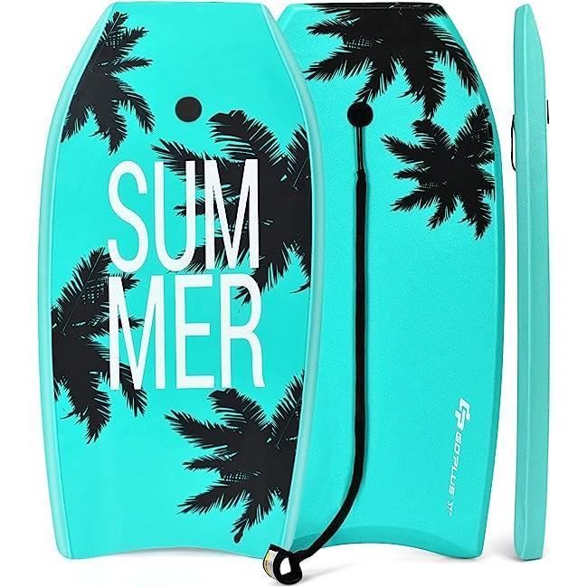 Tabla de bodyboard GYMAX de 37 pulgadas - Cola en forma de media luna - Diseño de tiburón - Para niños y adultos