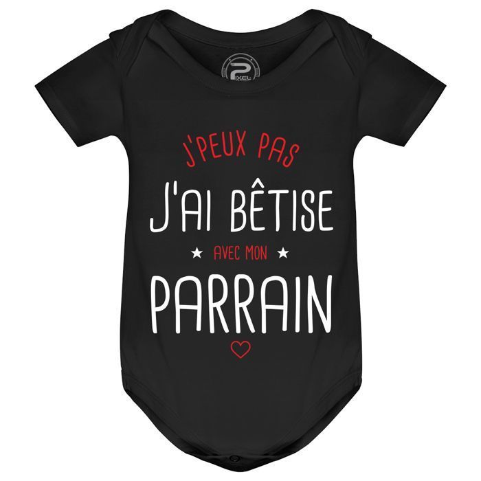 „Ich kann nicht, ich bin unartig mit meinem Patenonkel“ Body – PIXEL EVOLUTION – Babybody – Lustiger Body – Geschenk für Neugeborene
