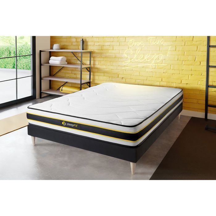 Base de cama y colchón FLEXY con muelles ensacados y espuma viscoelástica 90x190
