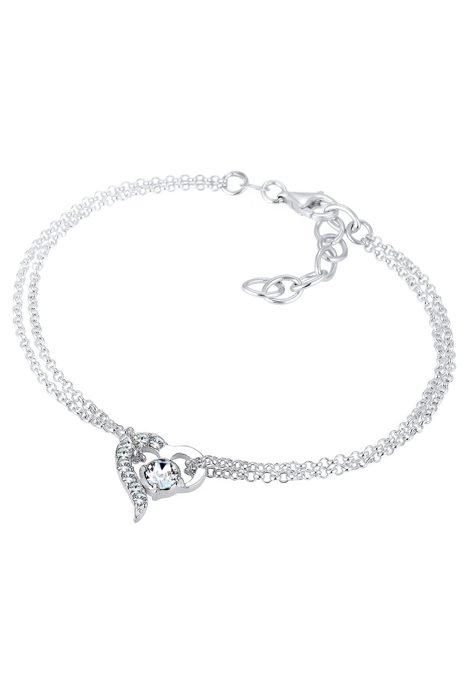 Elli Femmes symbole du cœur de l'amour avec cristaux en argent sterling 925