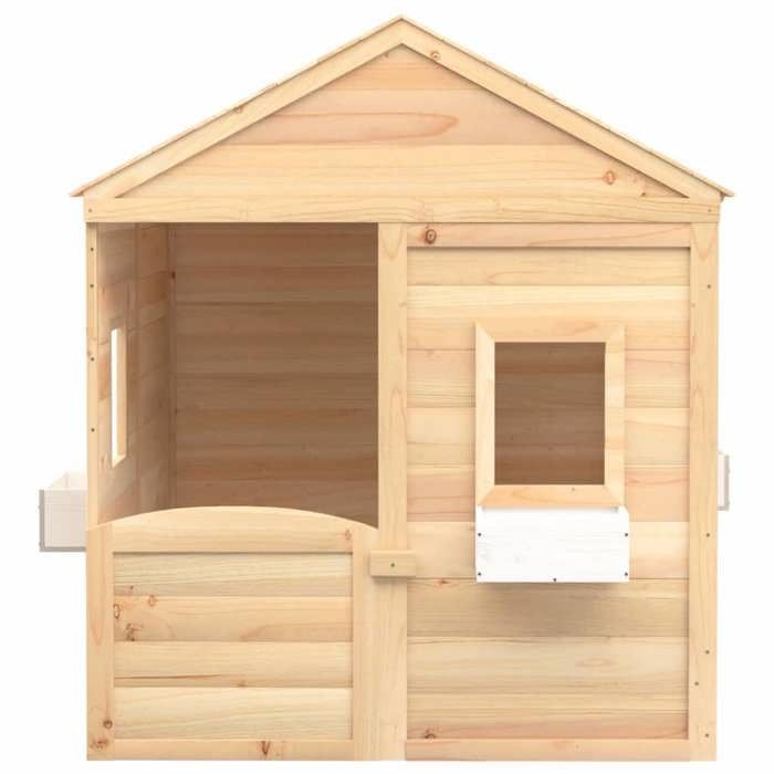 vidaXL Speelhuisje met afsluitbare deur/bloemen, massief vurenhout, houten speelhuisje, speelplek voor kinderen, 93686