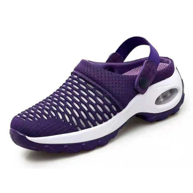 Chaussures pour femmes, pantoufles à semelles épaisses et amortissantes, pantoufles respirantes en maille, chaussures tendance mi-closes