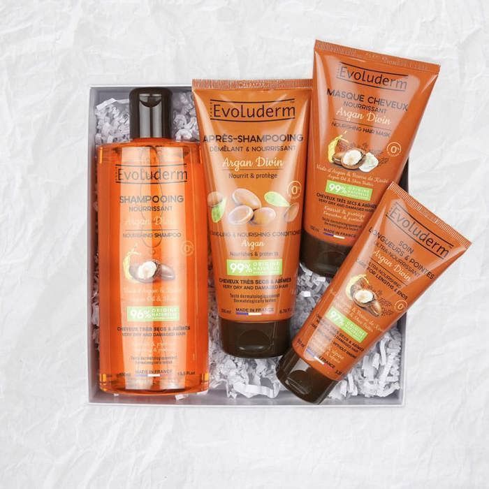 EVOLUDERM - Coffret Cheveux Argan Divin - Box Jungle - Idéal cadeau Noël, Anniversaire, Fête des Mères