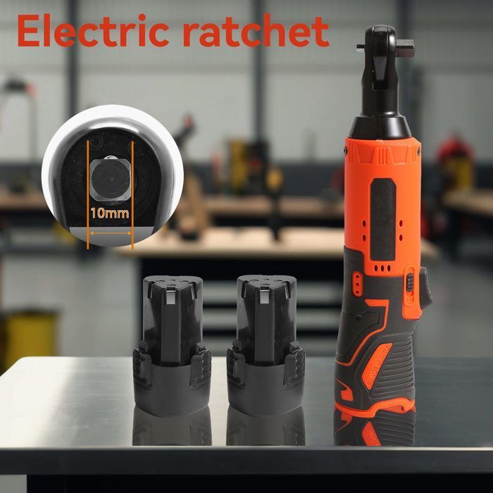 Llave de impacto inalámbrica de 60 Nm, equipada con dos baterías, portabrocas de 3/8