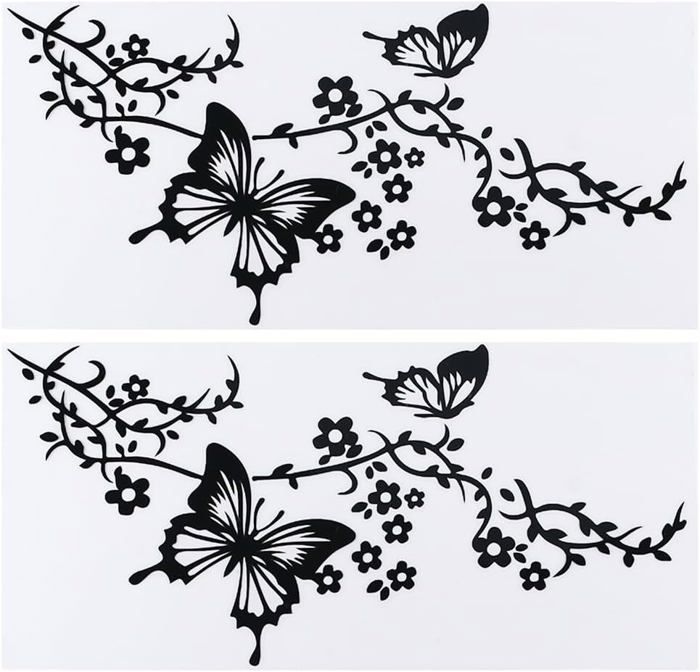 2 láminas de pegatinas de vinilo impermeables con mariposas para coche, ideales para mujeres y para la decoración exterior del vehículo.