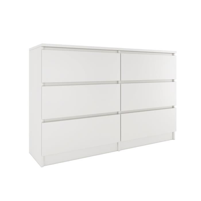MILAN - Contemporary chest of drawers for bedroom, living room, or office, 30x120x77 cm - 6 drawers - Storage unit - Tall cabinet