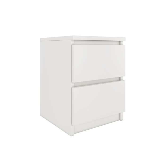ASTER T2 - Mesita de noche contemporánea de 40x30x30 cm - Mesita de noche/auxiliar con 2 cajones de estilo escandinavo - Mueble de almacenamiento