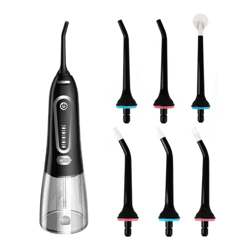 Idropulsore Orale Elettrico a Impulsi (300 ml), 5 Modalità Smart, Ricarica USB, Punte a Getto per Pulizia Profonda dei Denti