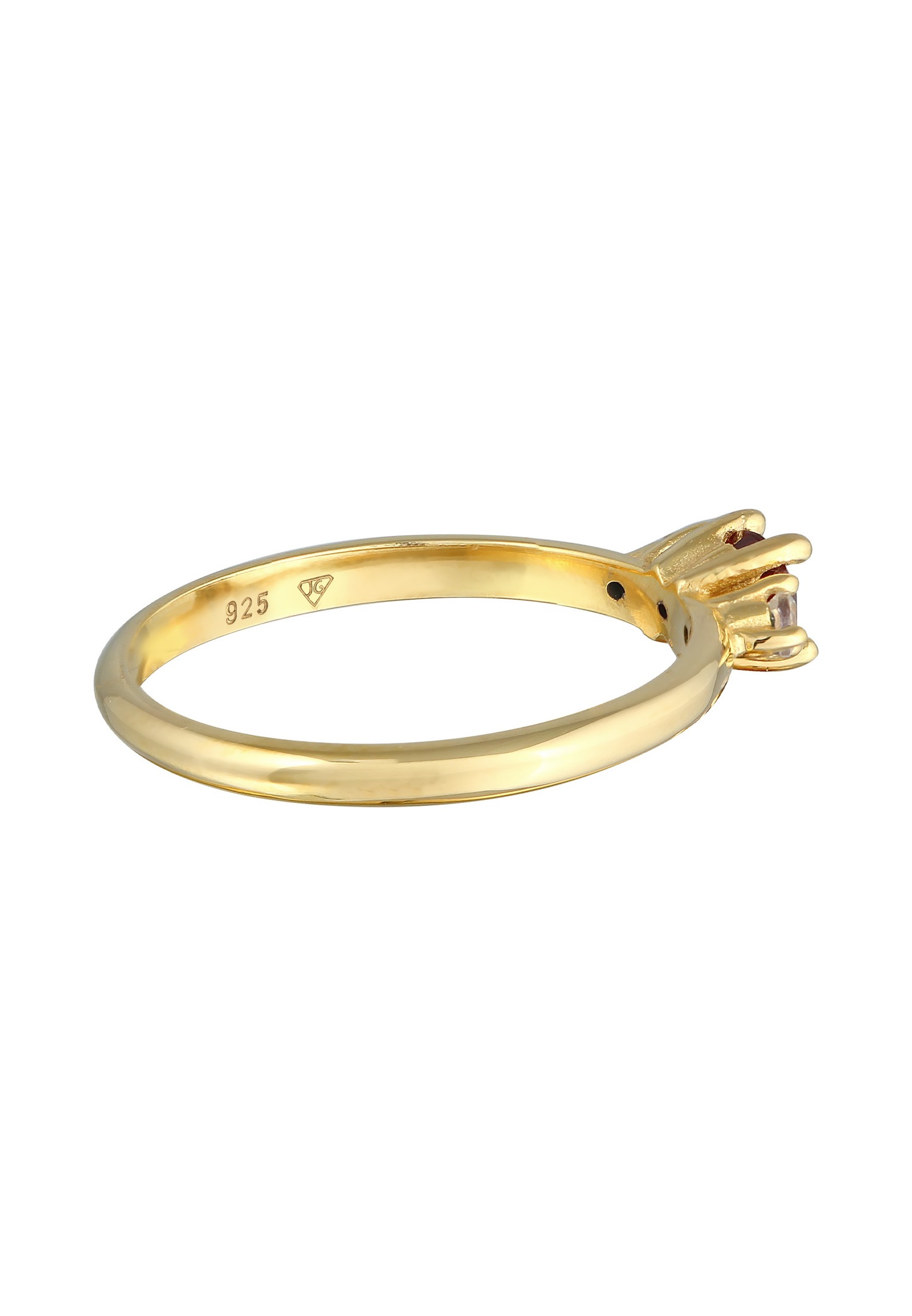Elli PREMIUM Classique pour dames avec pierre précieuse grenat et topaze en argent sterling 925 plaqué or