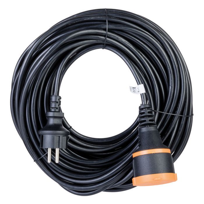 Cabo de extensão à prova d'água 2P H05VV-F 2x1,5mm² 25m com clipe de fixação - Laranja - Zenitech