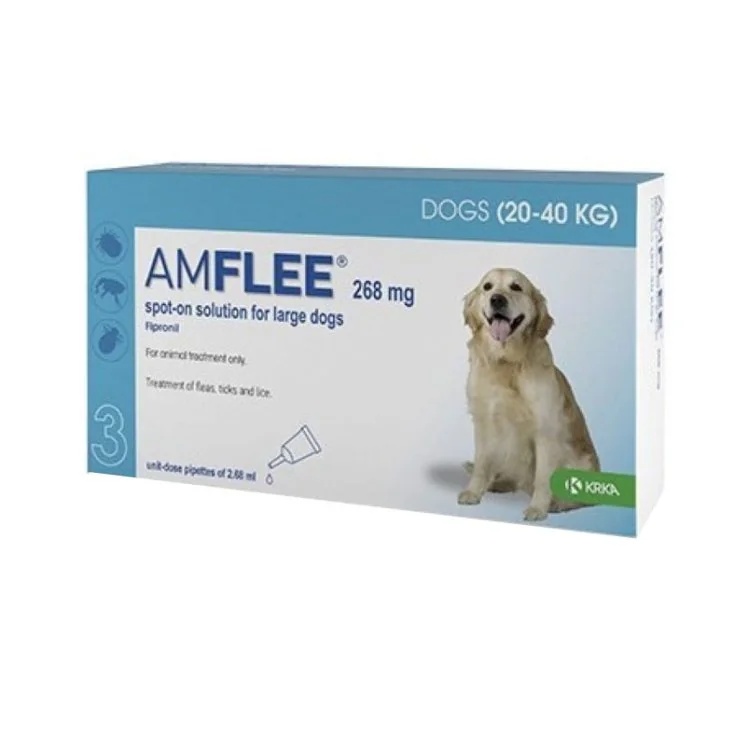 AMFLEE Amflee 268 mg Spoton Honden tot 2040 kg Krka 3 pipetten