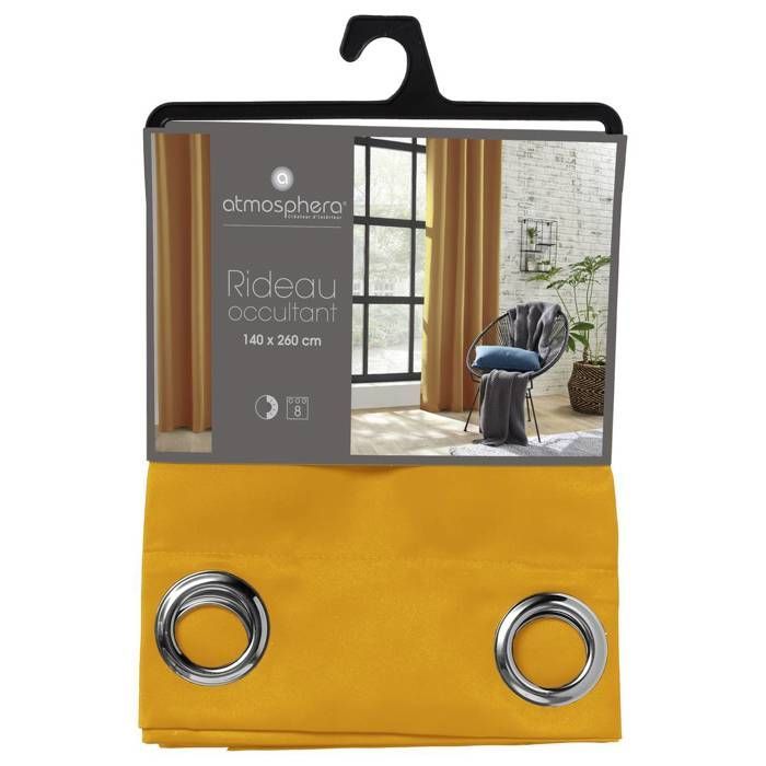 Cortina opaca color amarillo mostaza de 140x260 cm - Atmosphere Interior Designer
