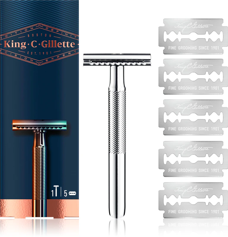 Gillette King C. scheermes met dubbele snijkant + reservemesjes