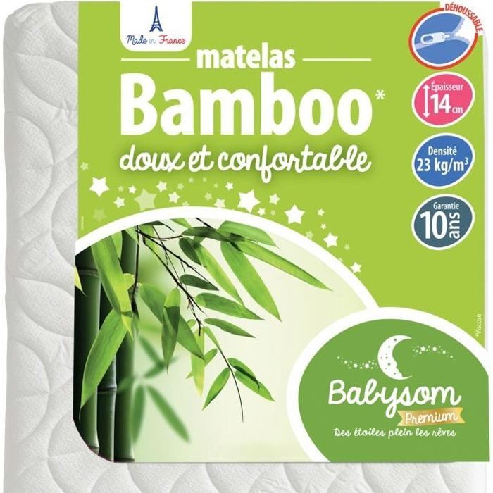 Colchón Babysom de bambú para bebé - 60x120 cm | Viscosa ultrasuave | Transpirable y absorbente | Libre de químicos