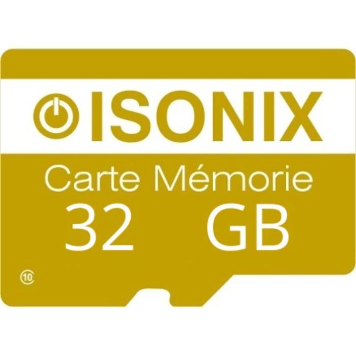 Carte mémoire Micro SDHC - ISONIX - 32Go - Class 10 - Adaptateur SD inclus - Jaune