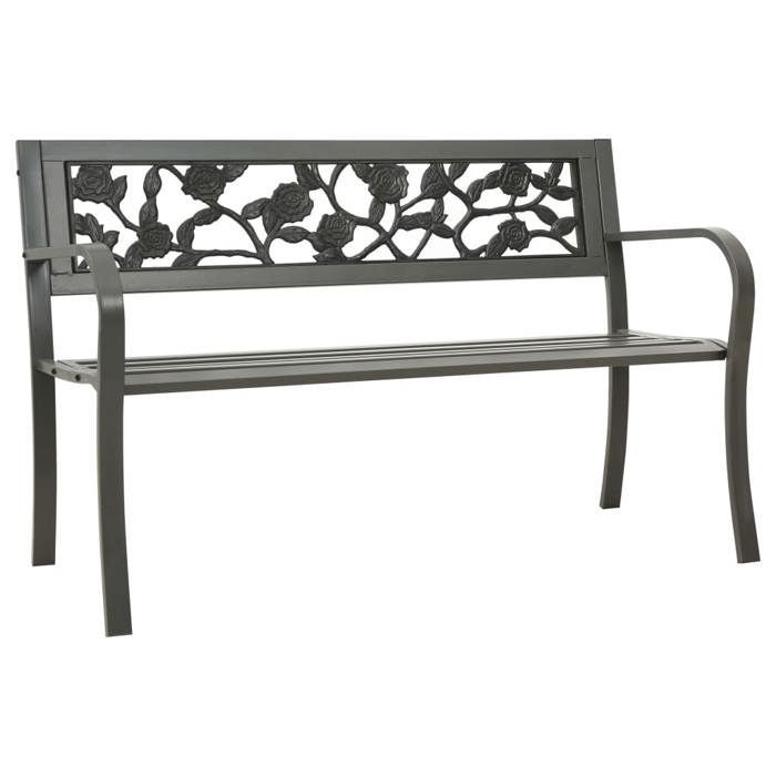 Gris Magnifique Banc de jardin - 2 PLACES - 125cm acier gris 125x53x77cm - Banc Park CL5962177
