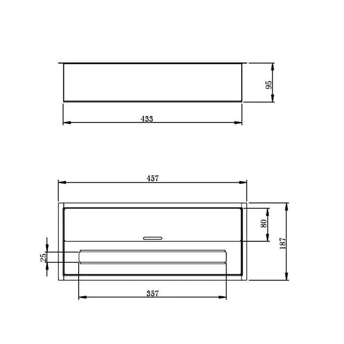 Brûleur de Cheminée - Inox - 3,5 L - 45,7x18,7xH9,5 cm - Bio Éthanol - Écologique