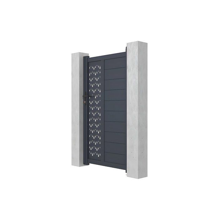 GREGOR semi-solid aluminum swing gate with pattern, 103 x 180 cm, anthracite