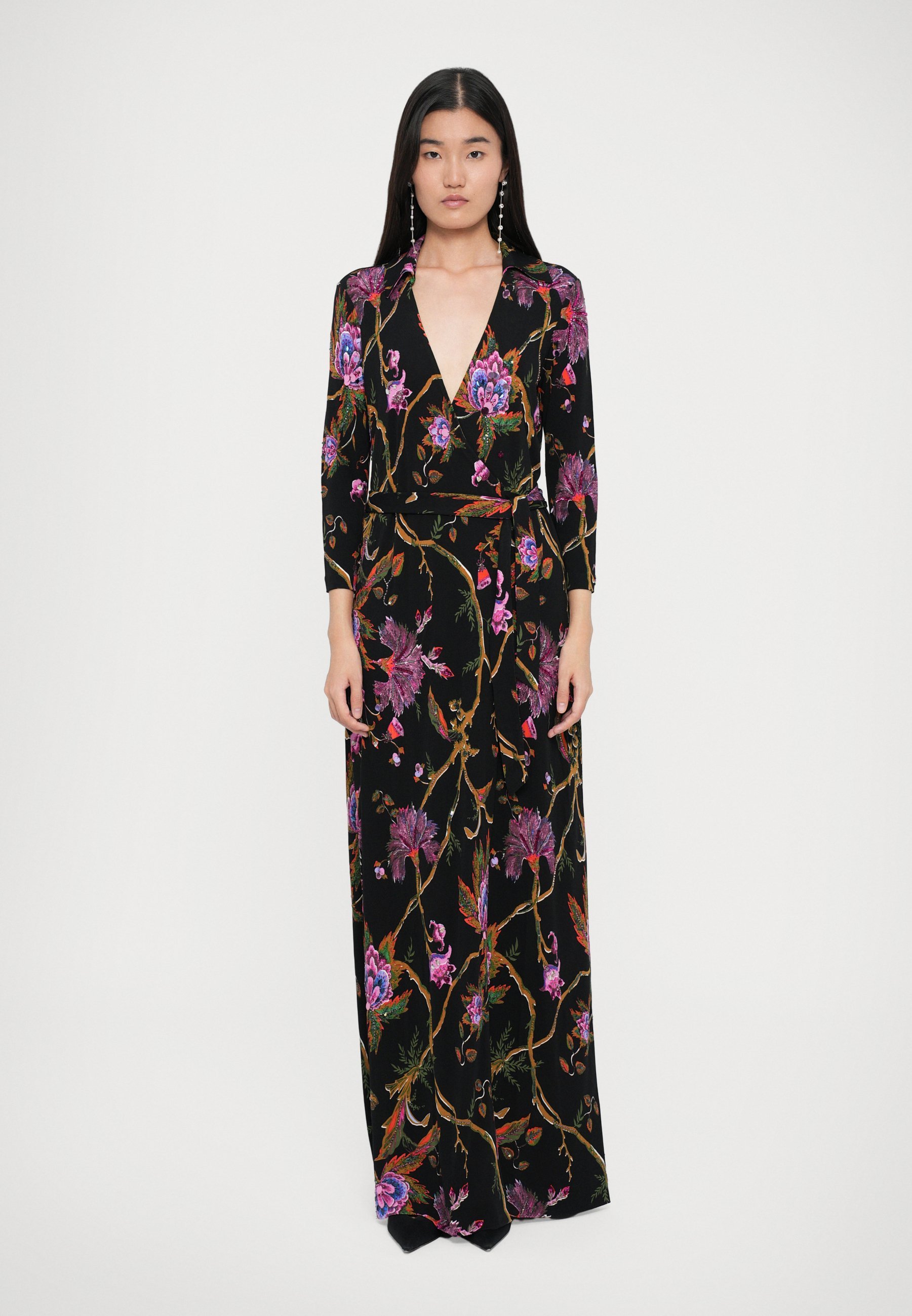 Diane von Furstenberg ABIGAIL LONG WRAP DRESS - Sukienka maxi - czarna