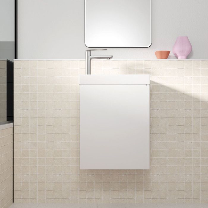 Weißer Waschtischunterschrank 40x50x22 cm mit SMC-Becken - ELEMENTARY