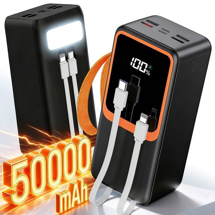 50000mAh External Battery, BYONDSELF®, 22.5W Fast Charging, 2 Inputs/6 Outputs, Integrated Type-C/Lightning, Lighting Function