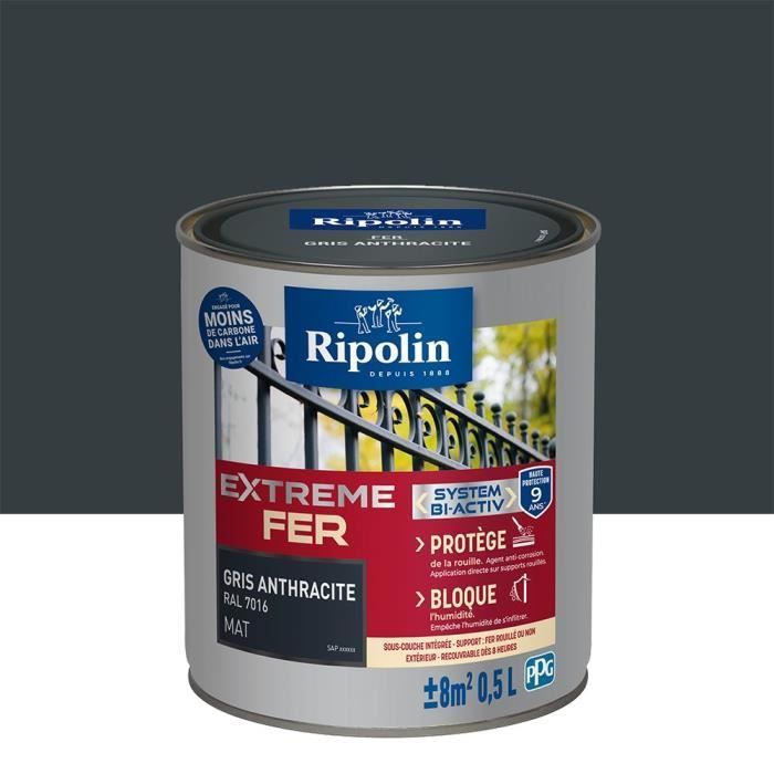 Buitenverf voor ijzer - Mat - 0,5L - Antracietgrijs - Ripolin