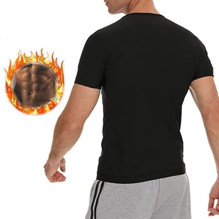Chándal para hombre, chaleco reductor, camiseta de sauna, chándal reductor de abdomen plano, manga corta, para fitness y deporte.